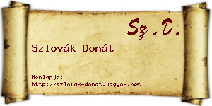 Szlovák Donát névjegykártya